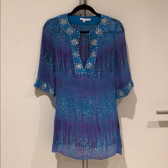 Calypso St. Barth Other - Calypso Turquoise Sheer Silk Tunic
